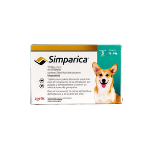 Simparica (Sarolaner) (3 Tabletas 10 a 20 kg)
