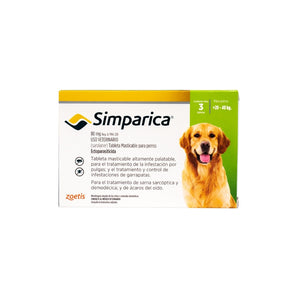Simparica (Sarolaner) 80 mg (3 Tabletas 20 a 40 kg)